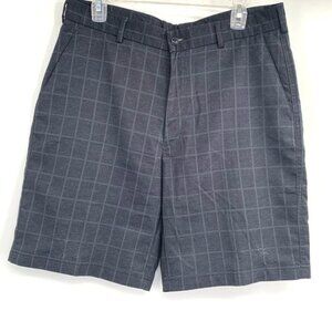 PEBBLE BEACH Shorts Golf Plaid Grey 34 Flat Front